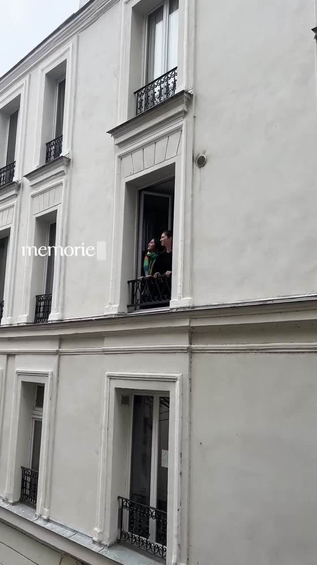 Parisian apartment facade with balconies