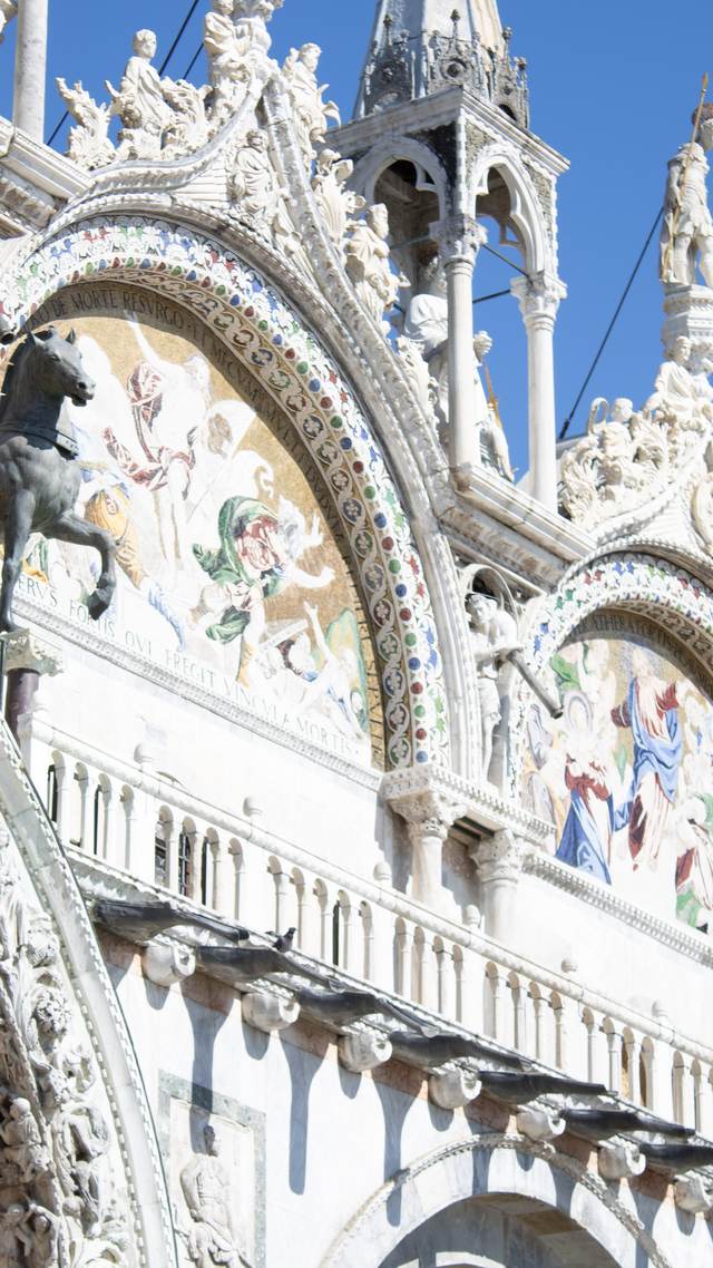 Carved marble detail on the Basilica di San Marco